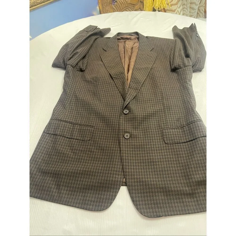 Ermenegildo Zegna High Performance Men’s Brown Plaid Blazer Size 56 Euro 46 US